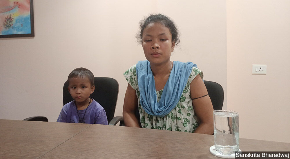 Malabika Boro with her son Montu. Montu was diagnosed with blood cancer during the first phase of India's COVID-19 lockdown when all transport facilities were shut.