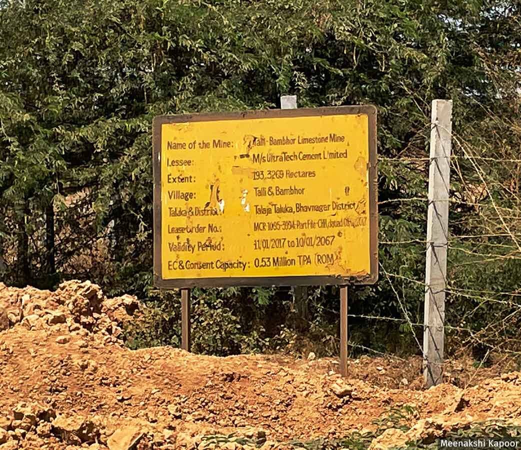 The site of the limestone mining by UltraTech in Bambhor village in Gujarat's Bhavnagar district. The site of the limestone mining by UltraTech in Bambhor village in Gujarat's Bhavnagar district.