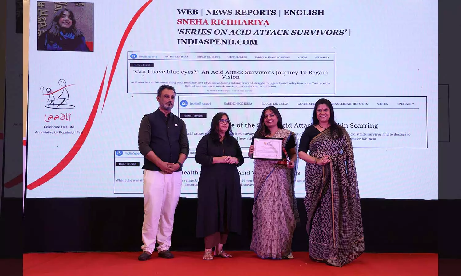 IndiaSpend Contributor Sneha Richhariya Wins Laadli Award IndiaSpend Contributor Sneha Richhariya Wins Laadli Award