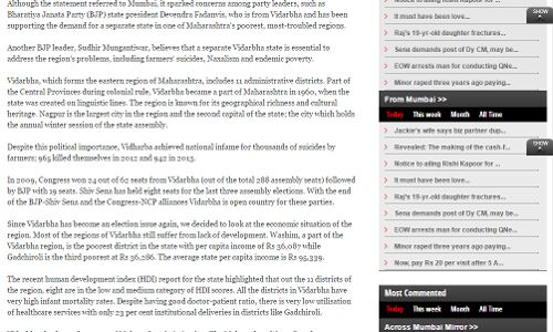 IndiaSpend - (Mumbai Mirror) Poor, Struggling, Isolated Vidarbha Is Up For Grabs