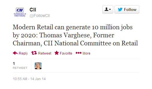 CII JOBS QUOTE FDI