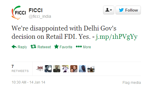 FICCI QUOTE ON FDI IN RETAIL