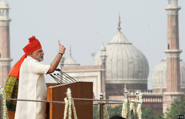 The Prime Minister, Shri Narendra Modi addressing the Nation on the occasion of 68th Independence Day from the ramparts of Red Fort, in Delhi on August 15, 2014.