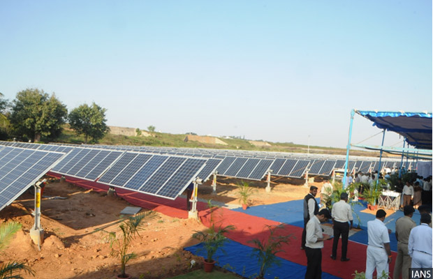 Bengaluru: The 3.5mw solar power plant at HAL airport in Bengaluru on Dec 23, 2016. (Photo: IANS)
